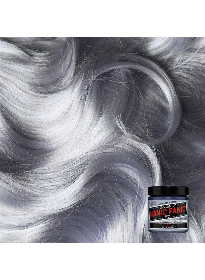 Manic Panic صبغة شعر زرقاء فولاذية - جهد عالي كلاسيكي - لون شعر شبه دائم - صبغة شعر باردة، فضية مع تدرجات زرقاء - نباتية، خالية من PPD والأمونيا - لتلوين شعر النساء والرجال - Image 3