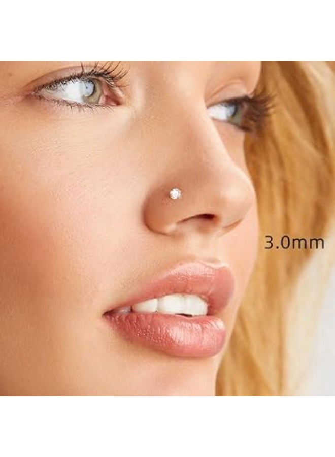 لاكجيريا مسمار أنف (Nose Stud) ومزيناً بفص دائري من الماس أو حجر المويزانيت المثبت بأربعة مخالب. - Image 1