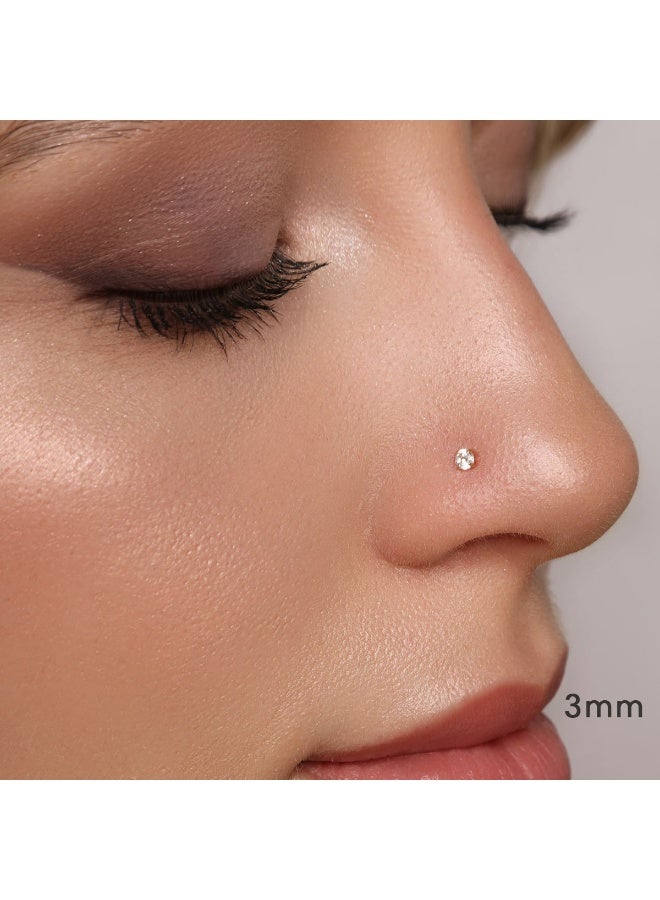 لاكجيريا مسمار أنف (Nose Stud) ومزيناً بفص دائري من الماس أو حجر المويزانيت المثبت بأربعة مخالب. - Image 2