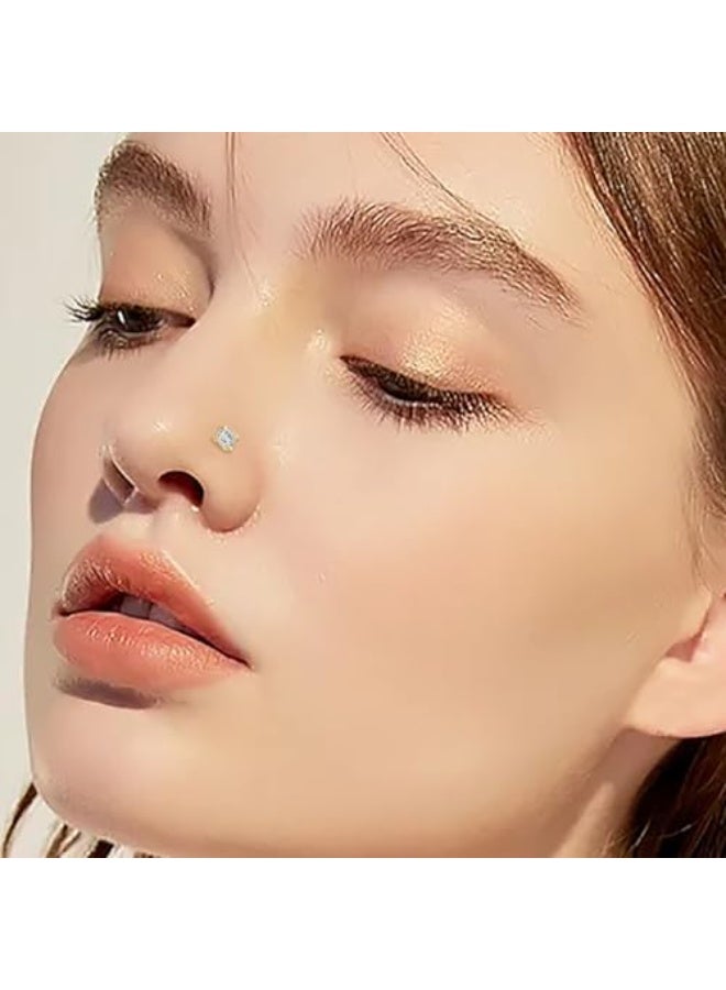 لاكجيريا مسمار أنف (Nose Stud) ومزيناً بفص دائري من الماس أو حجر المويزانيت المثبت بأربعة مخالب. - Image 3