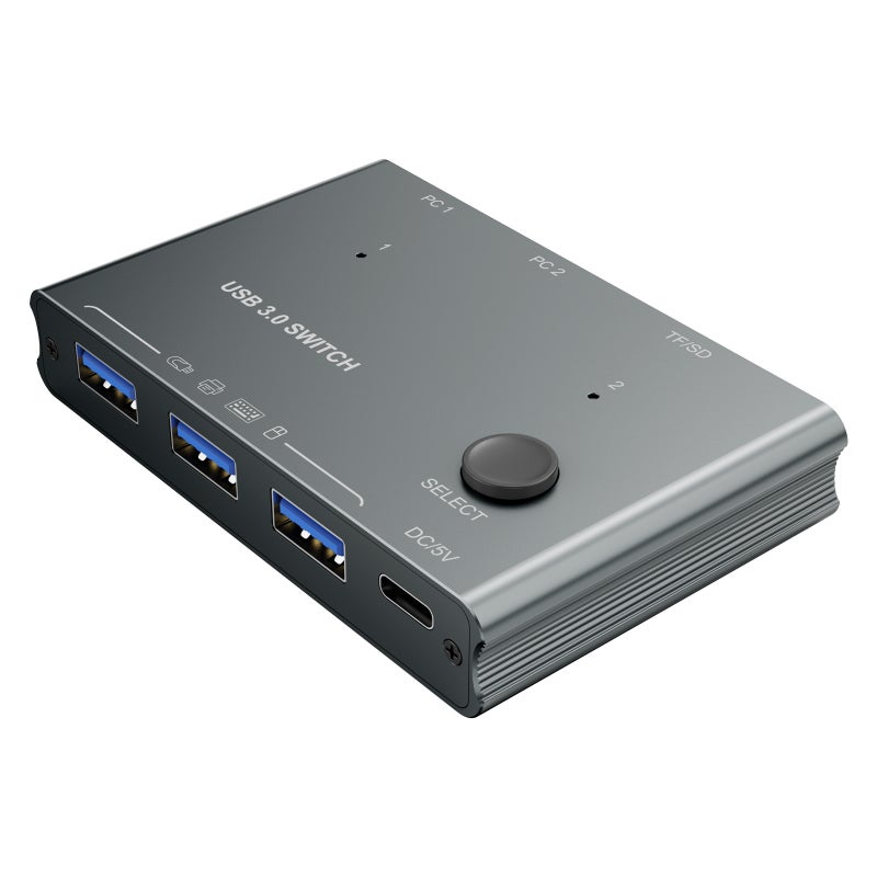 مبدل USB 3.0 KC-234T مدخلين و4 مخرجات مع قراءة بطاقة TF/بطاقة SD - Image 4