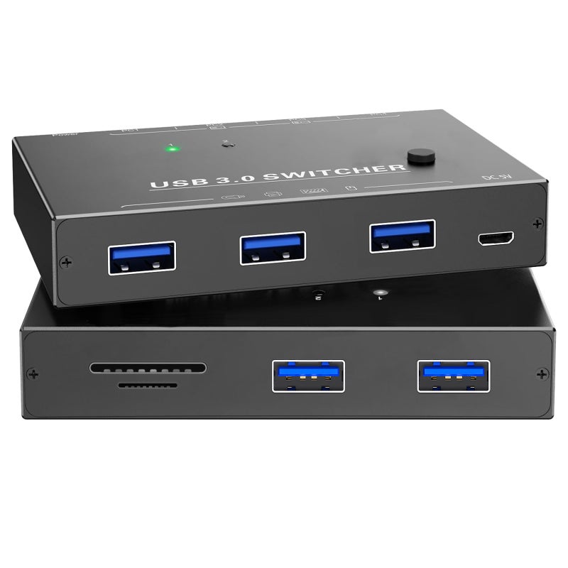 مبدل USB 3.0 KC-234T مدخلين و4 مخرجات مع قراءة بطاقة TF/بطاقة SD - Image 2