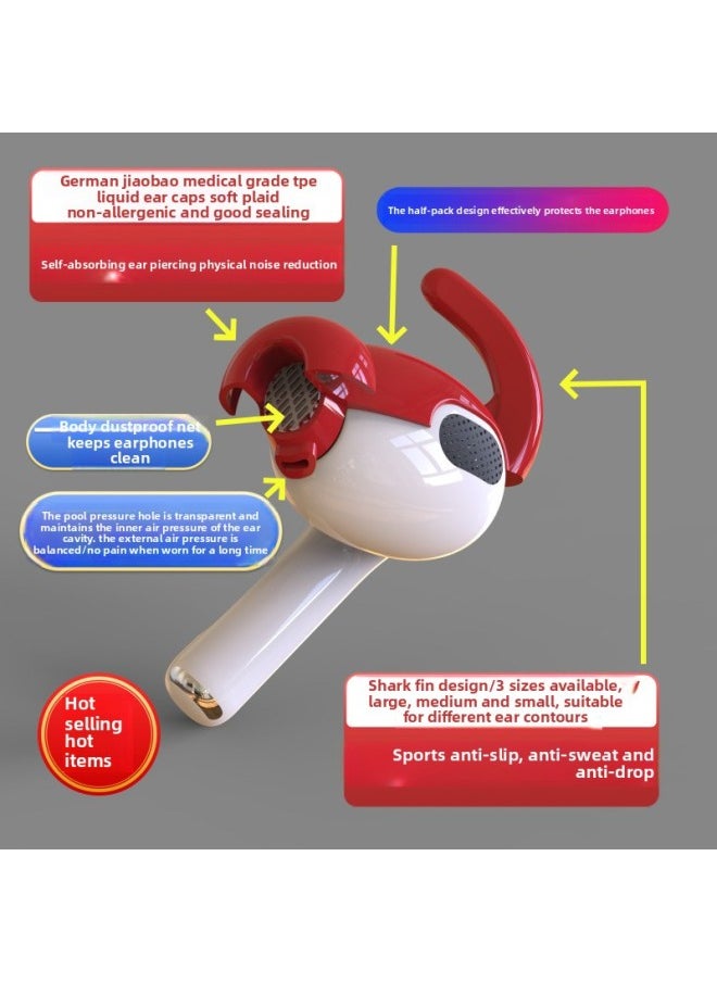 Universal For Apple AirPods 3/4 Generation Ear Hanging Bluetooth Headset Silicone Ear Cap Shark Fin Sports Anti-drop Earmuffs-Color:Transparent Color [s Size]-Applicable Models:Airpods 3/4 Generation Universal Shark Fin Ear Hooks