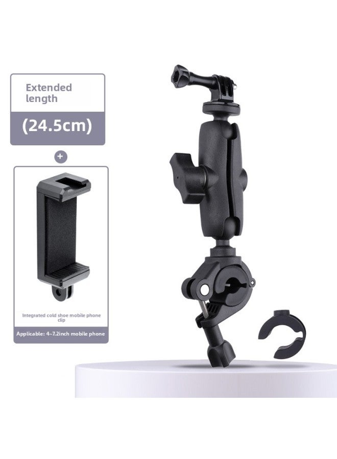 Generic Electric Car Mobile Phone Sports Camera Handlebar Bracket Motorcycle Riding Navigation Bracket Universal Clip Selfie Live Clip-Color:Extended + Integrated Cold Boots Clip - Image 1