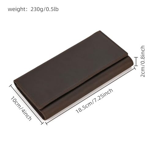 LUUFAN Genuine Leather Tri-fold Long Wallet with Anti-theft Chain for Men Vintage Cash Coin Credit Card Purse with ID Window - Image 2
