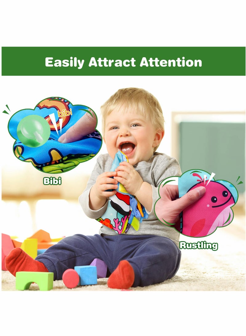 Excefore Baby Books 0-6 Months Touch Feel First Cloth Crinkle Soft Books Infant Baby Toys 6 to 12 0-3-6-12-18 Months Baby Boy Girl Shower Gifts Set for Newborn Baby Sensory Learning Stroller Toys - Image 2