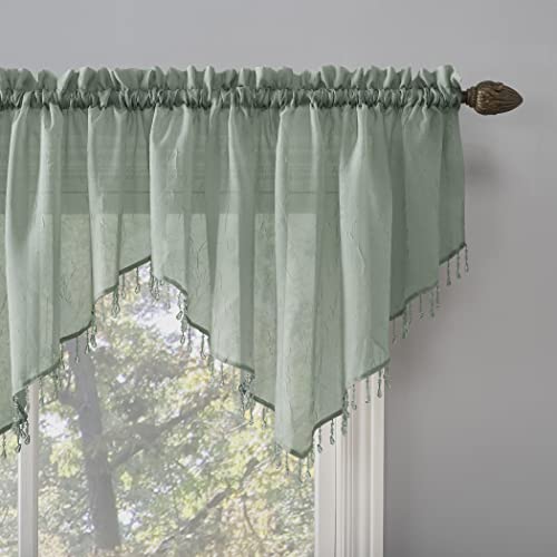 No. 918 No 918 Erica Crushed Voile Ascot Beaded Sheer Rod Pocket Curtain 3Piece Set - Image 3