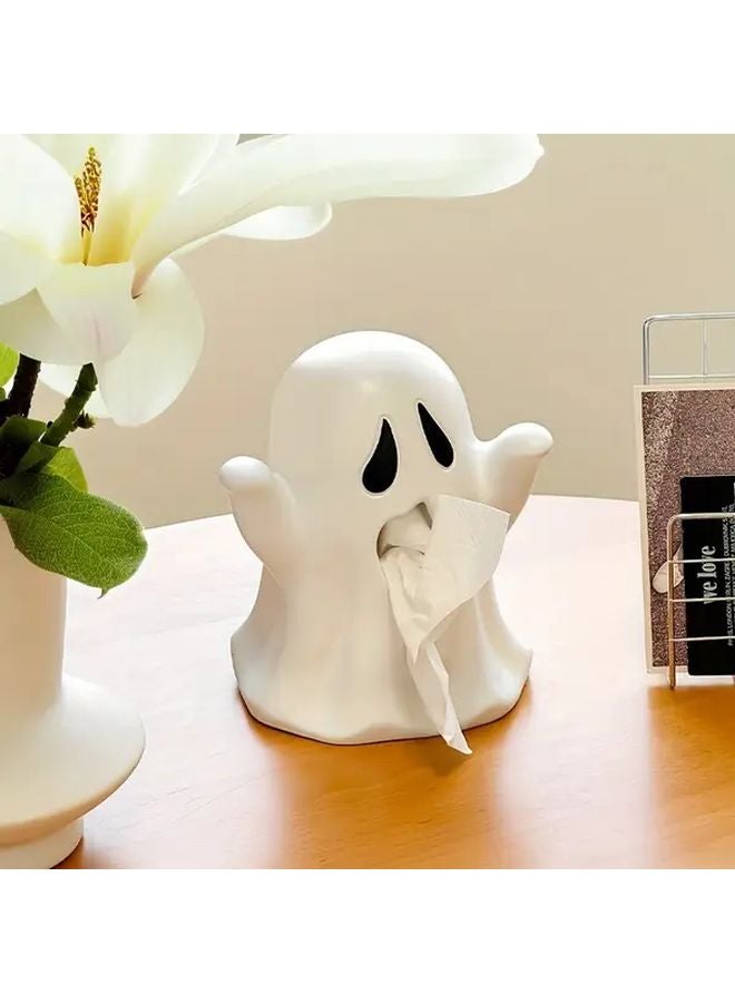 Ghost Style Resin Tissue Box Holder Home Desk Decor Handcrafted Gift - Image 1