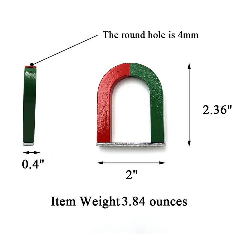 AOMAG ® 2.36" U-Shaped Alnico Horseshoe Magnet w/Red & Green Painted Poles - Image 2