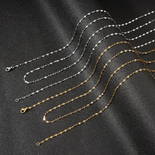 UMAOKANG 2 Rolls Stainless Steel Chains for Jewelry Making 65.6 Feet Lip Chain Link Bulk Craft Chain Roll - Image 4