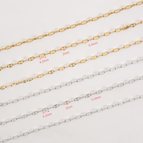 UMAOKANG 2 Rolls Stainless Steel Chains for Jewelry Making 65.6 Feet Lip Chain Link Bulk Craft Chain Roll - Image 3