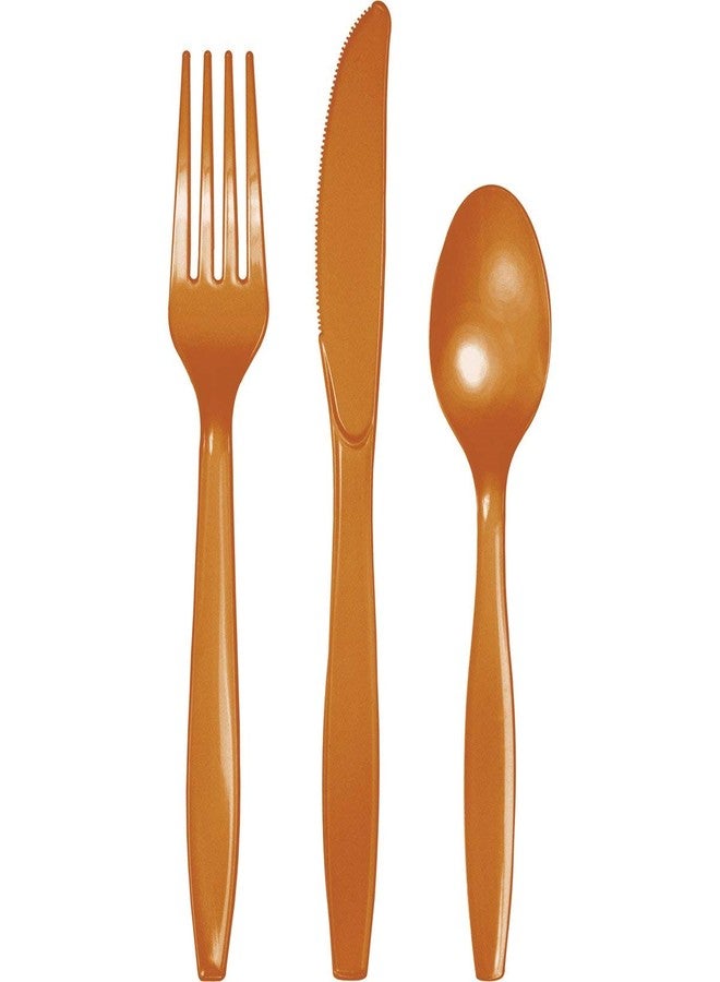 Creative Converting Party Supplies, Heavy-Duty Cutlery Pumpkin Spice, Party Utensils, Multisizes, Orange, 24ct