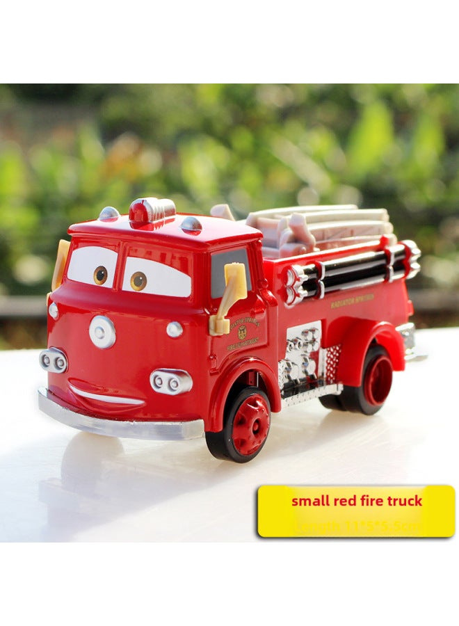 Red Fire Truck Toy Car Model Alloy Diecast Inertia Driven Race Car Toy For Children Collectible Vehicle Model Proportional Scale 1:55-Color:Little Red Fire Truck - Image 1