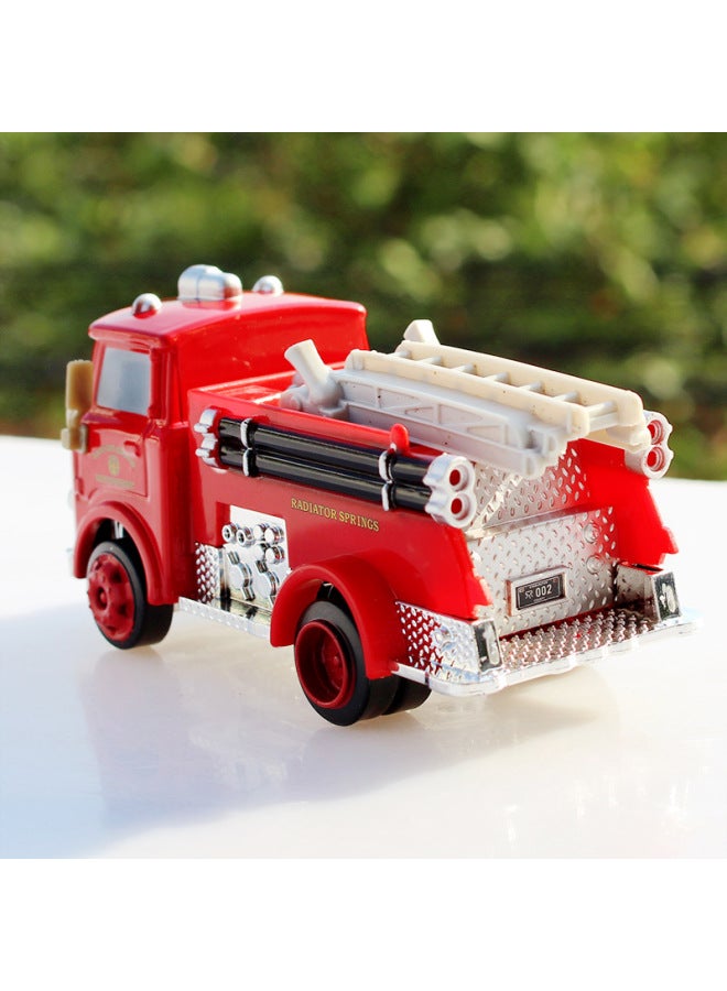 Red Fire Truck Toy Car Model Alloy Diecast Inertia Driven Race Car Toy For Children Collectible Vehicle Model Proportional Scale 1:55-Color:Little Red Fire Truck - Image 5
