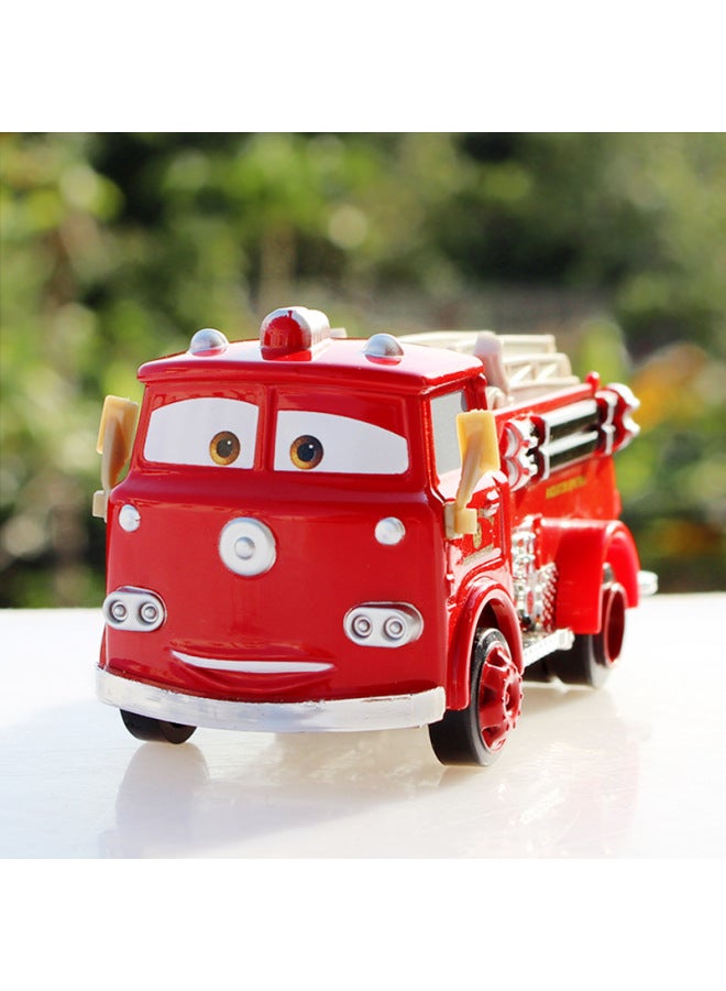 Red Fire Truck Toy Car Model Alloy Diecast Inertia Driven Race Car Toy For Children Collectible Vehicle Model Proportional Scale 1:55-Color:Little Red Fire Truck - Image 3