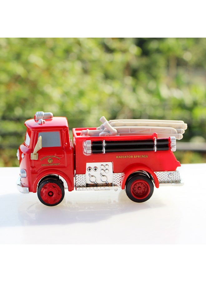 Red Fire Truck Toy Car Model Alloy Diecast Inertia Driven Race Car Toy For Children Collectible Vehicle Model Proportional Scale 1:55-Color:Little Red Fire Truck - Image 4