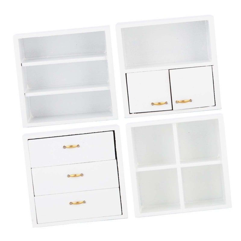 1:12 Scale Mini Wood Cabinet - Eco-Friendly Durable White Dollhouse Storage Cabinet - Smooth No Burrs Dollhouse Cabinet Unit for Living Room Bedroom - Image 5