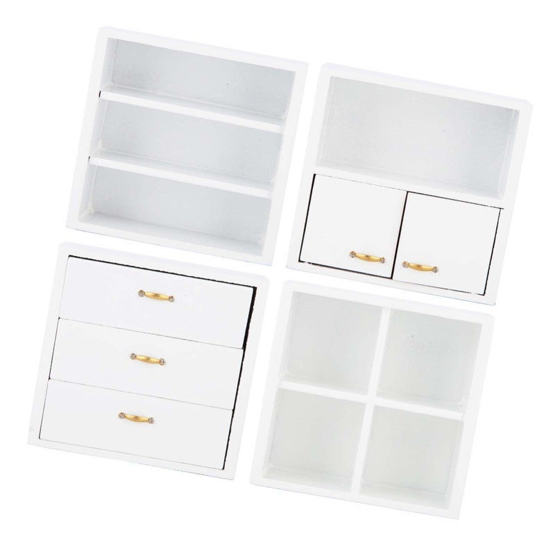 1:12 Scale Mini Wood Cabinet - Eco-Friendly Durable White Dollhouse Storage Cabinet - Smooth No Burrs Dollhouse Cabinet Unit for Living Room Bedroom - Image 2