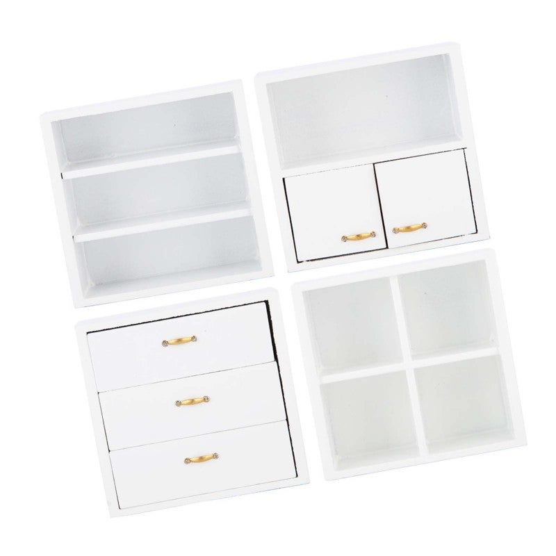 1:12 Scale Mini Wood Cabinet - Eco-Friendly Durable White Dollhouse Storage Cabinet - Smooth No Burrs Dollhouse Cabinet Unit for Living Room Bedroom - Image 3