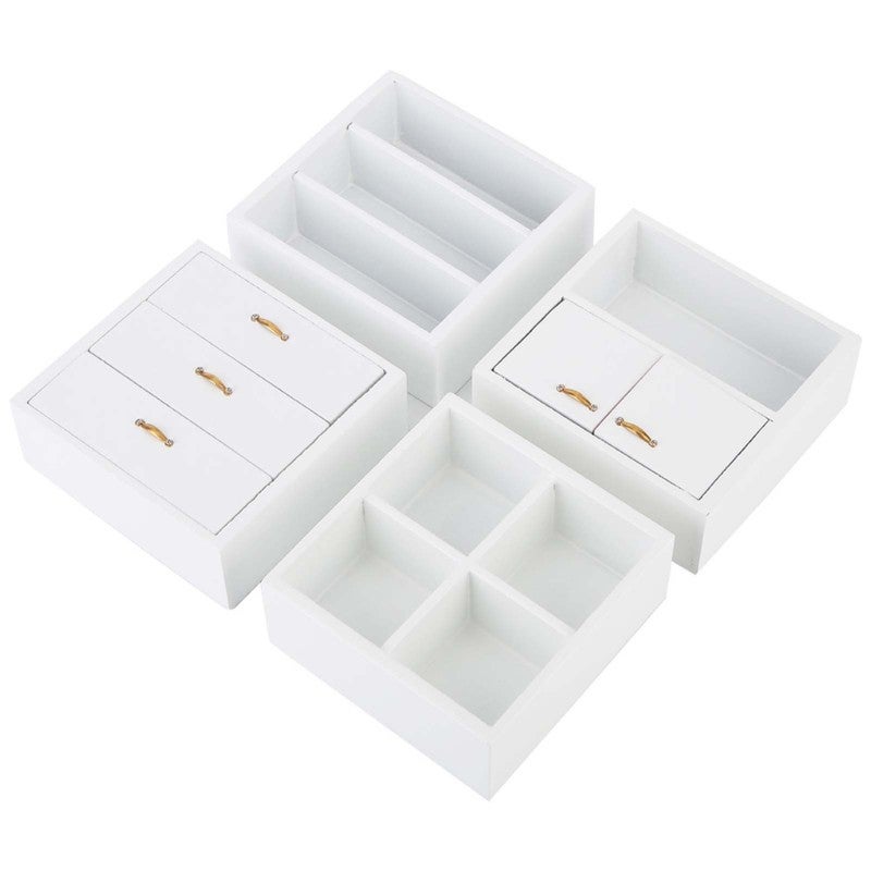 1:12 Scale Mini Wood Cabinet - Eco-Friendly Durable White Dollhouse Storage Cabinet - Smooth No Burrs Dollhouse Cabinet Unit for Living Room Bedroom - Image 1