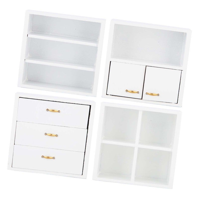 1:12 Scale Mini Wood Cabinet - Eco-Friendly Durable White Dollhouse Storage Cabinet - Smooth No Burrs Dollhouse Cabinet Unit for Living Room Bedroom - Image 4