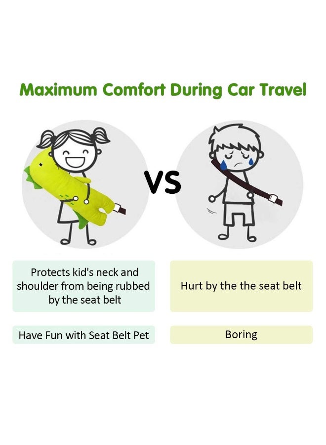 وسادة سفر للأطفال للسيارة، وسادة حزام الأمان على شكل ديناصور للأطفال، وسادة دعم الرأس والرقبة، وسادة كتف حزام الأمان، وسائد سفر حيوانات للأطفال والرضع. - Image 3