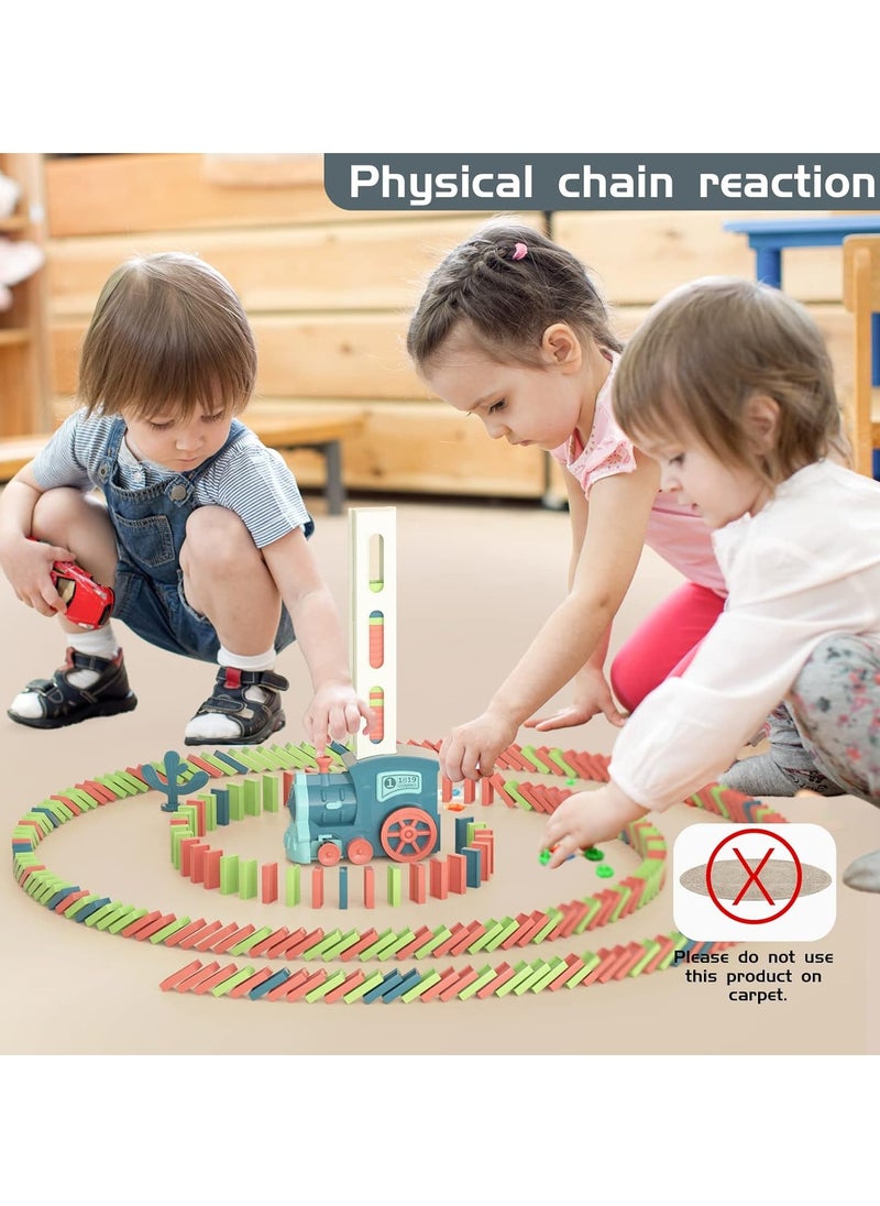 Arabest Domino Train Toys,120PCS Automatic Stacking Creative Game,Stacking Dominoes Games for kids 3+ Year Old,Blue  - Image 4