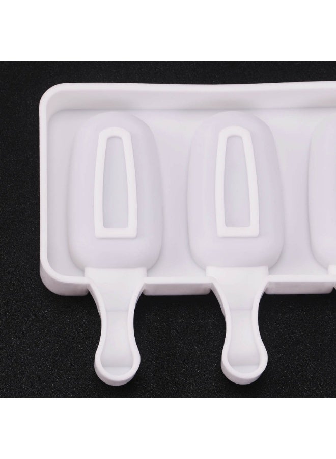 4 Cavities Silicone Ice Pop Molds Ice Cream Mold with 50 Wooden Sticks - Image 4