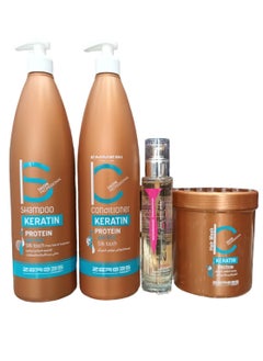 zero35 Italian shampoo 1000 ml Conditioner 1000 ml and mask 1000 ml with Serum 100 ml Keratin and Brotein Anti Frizz Silk Touch Free Salt and Sulphates 