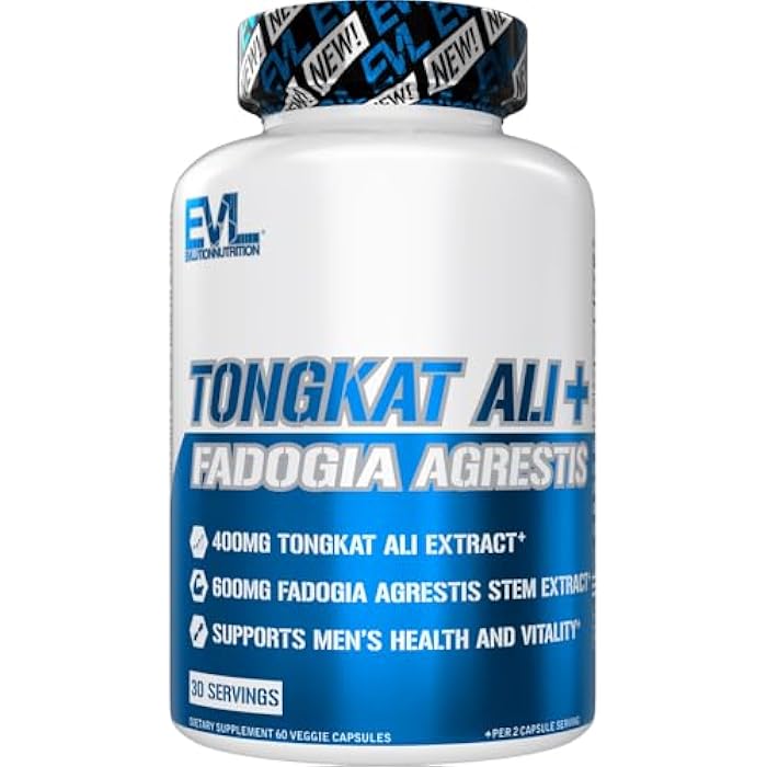 Evlution Nutrition Tongkat Ali + Fadogia Agrestis - Men’s Health + Vitality Support - 400mg Tongkat Ali + 600mg Fadogia Agrestis Stem Extract - Workout Supplement - Vegetarian Capsules - 30 Servings - Image 1