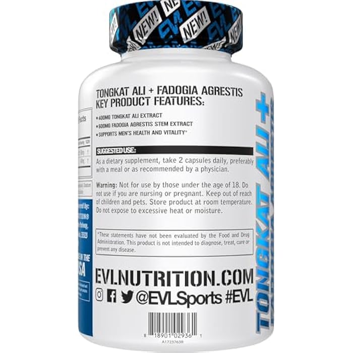 Evlution Nutrition Tongkat Ali + Fadogia Agrestis - Men’s Health + Vitality Support - 400mg Tongkat Ali + 600mg Fadogia Agrestis Stem Extract - Workout Supplement - Vegetarian Capsules - 30 Servings - Image 3