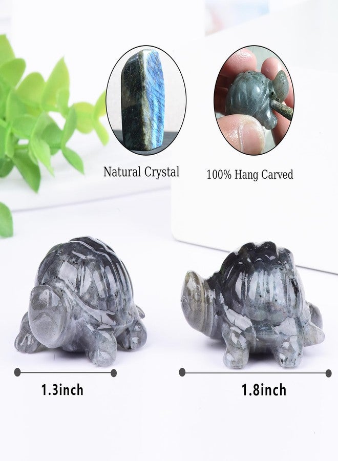 Ytbeoxk 1.8 Inch Labradorite Turtle Crystal Figurines, Hand-Carved Healing Crystal Turtle Divination Decor, Stone Tortoise Memorial Gifts for Women and Men - Image 2
