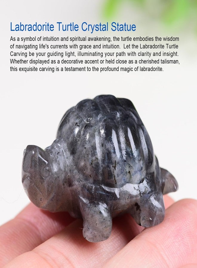 Ytbeoxk 1.8 Inch Labradorite Turtle Crystal Figurines, Hand-Carved Healing Crystal Turtle Divination Decor, Stone Tortoise Memorial Gifts for Women and Men - Image 3
