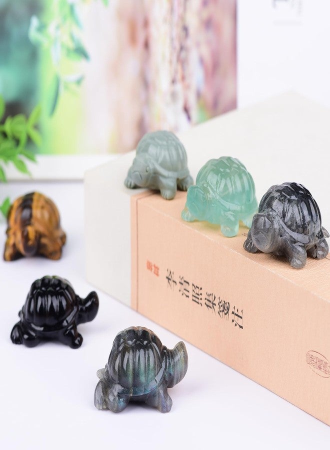 Ytbeoxk 1.8 Inch Labradorite Turtle Crystal Figurines, Hand-Carved Healing Crystal Turtle Divination Decor, Stone Tortoise Memorial Gifts for Women and Men - Image 4