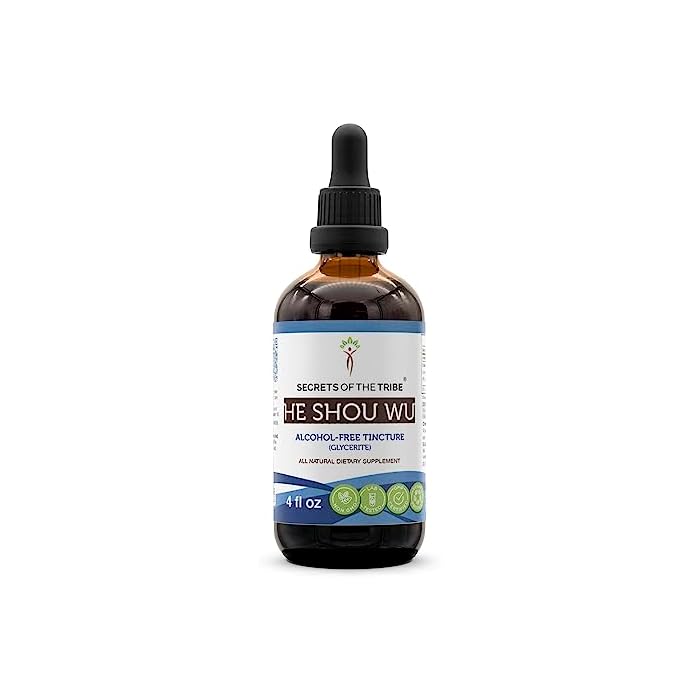Secrets of the Tribe He Shou Wu Tincture Alcohol-Free Extract, He Shou Wu (Fo-TI, Polygonum multiflorum) Dried Root Tincture Supplement (4 fl oz) - Image 1