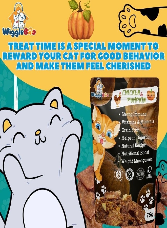 WiggleBoo مكافآت ويغل بو للقطط بنكهة الدجاج واليقطين | عبوة سفر | غنية بالبروتين | طارد طبيعي للديدان | مناسبة لجميع سلالات القطط | وجبة خفيفة مقرمشة (75 غرام) - Image 4