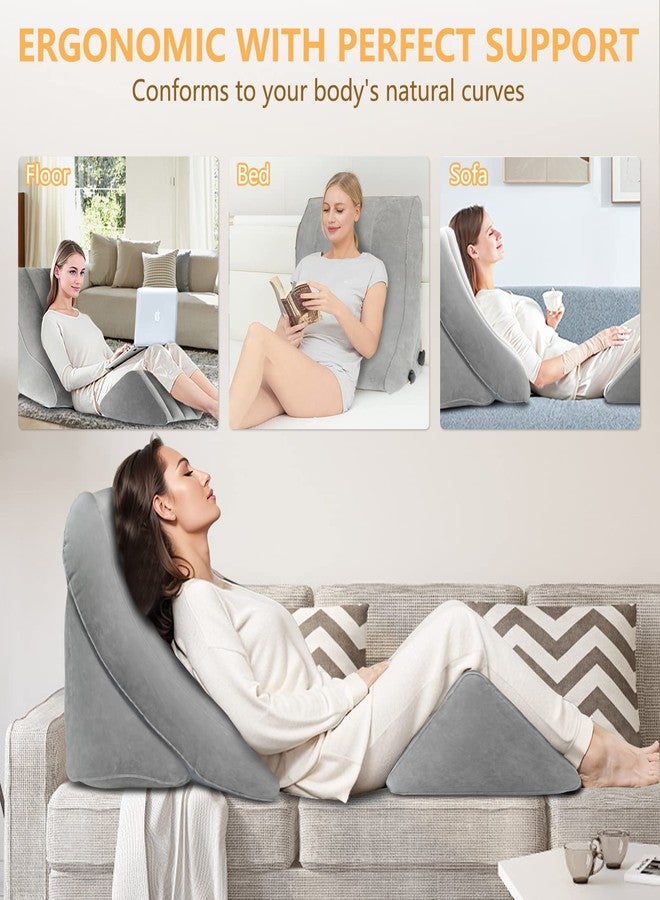 EKEPE Inflatable Wedge Pillow Set for Sleeping, Bed Wedge Pillow Set for Travel, Post Surgery Wedge Pillow for After Surgery, Knee & Back Pain, Acid Reflux, GERD, Anti Snoring and Heartburn - Image 2