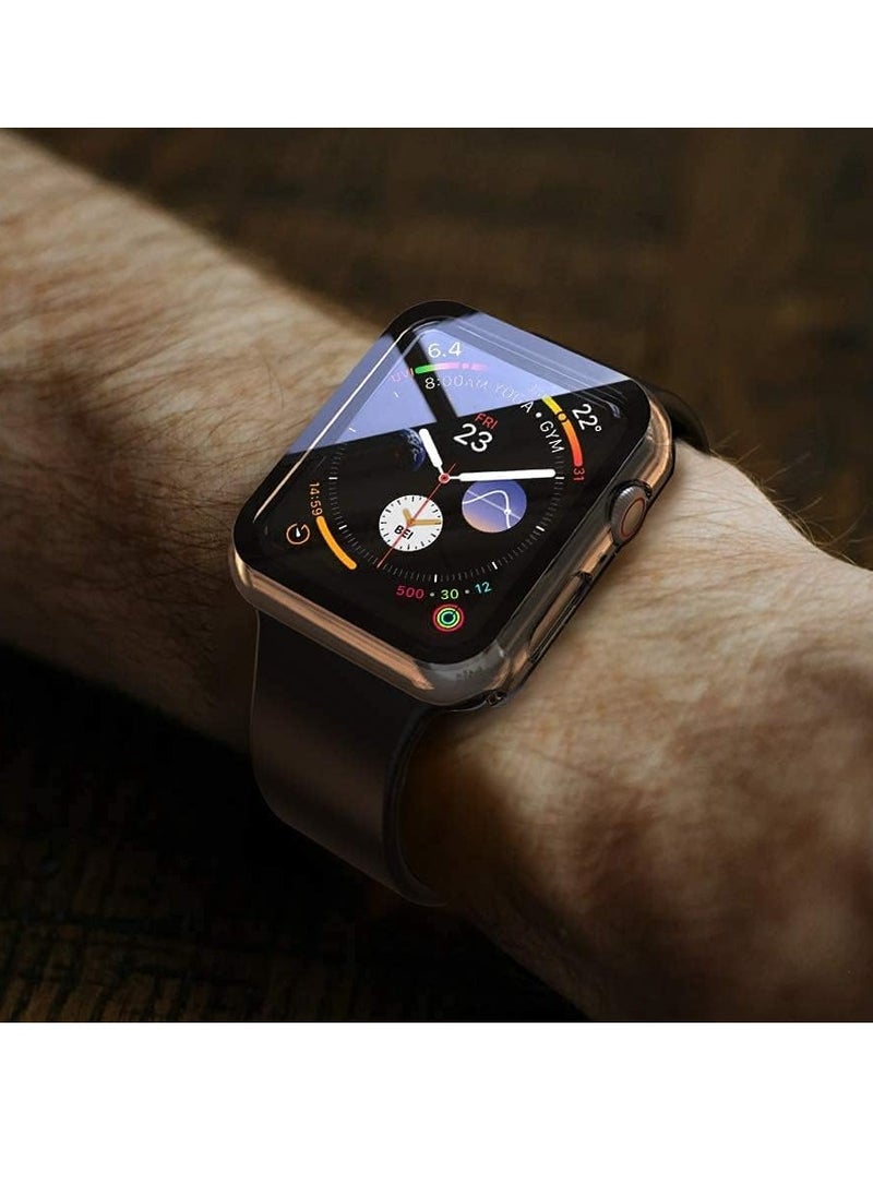 Case Compatible with Apple Watch Series 6/SE/Series 5/Series 4 with Built in Tempered Glass Screen Protector- All Around Hard PC Case Overall Protective Cover (Clear) (44mm)