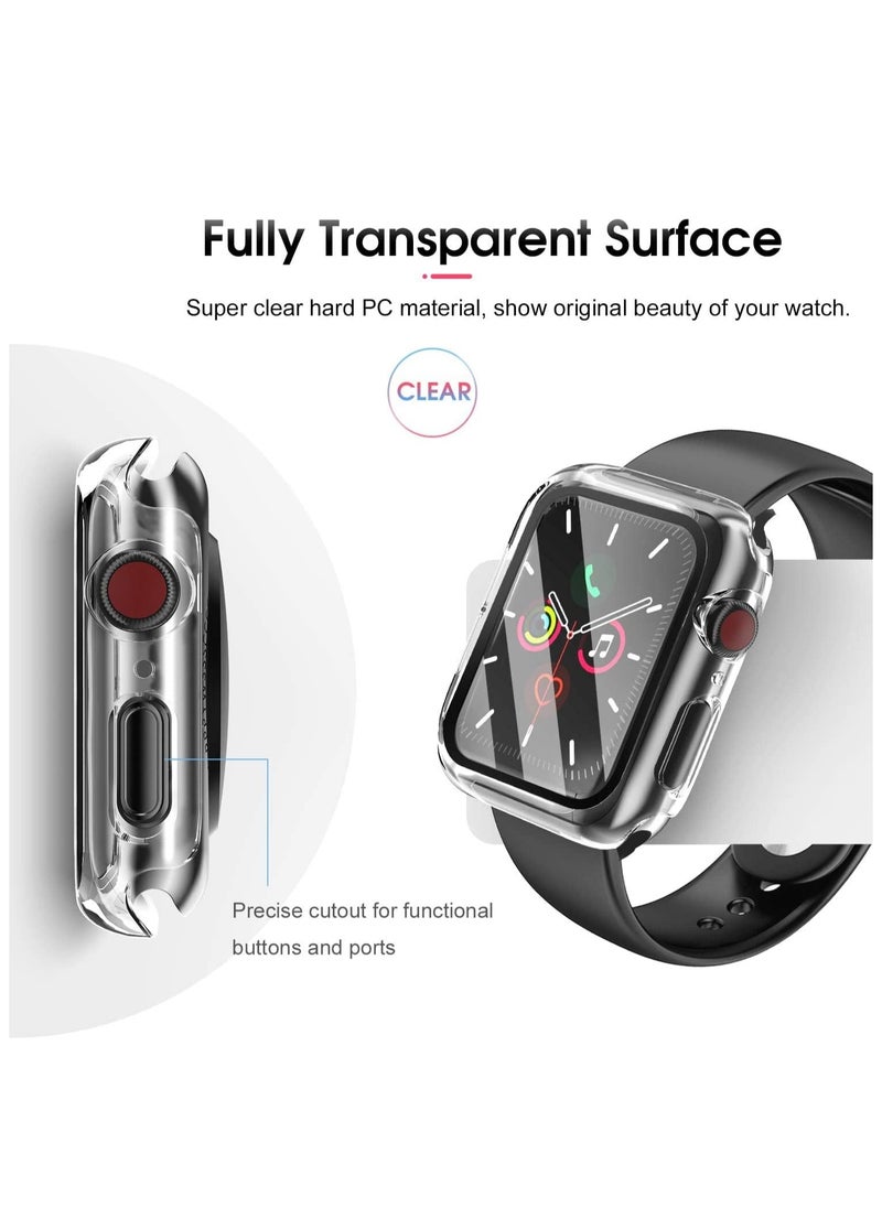 Case Compatible with Apple Watch Series 6/SE/Series 5/Series 4 with Built in Tempered Glass Screen Protector- All Around Hard PC Case Overall Protective Cover (Clear) (44mm)