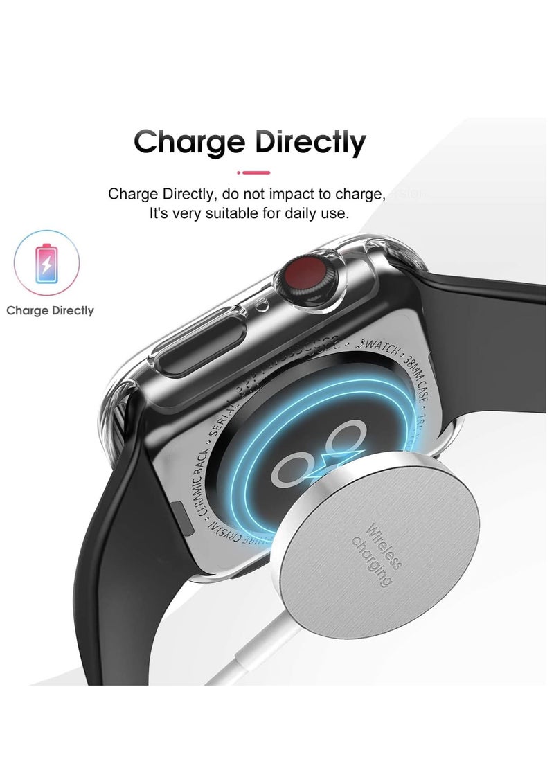 Case Compatible with Apple Watch Series 6/SE/Series 5/Series 4 with Built in Tempered Glass Screen Protector- All Around Hard PC Case Overall Protective Cover (Clear) (44mm)