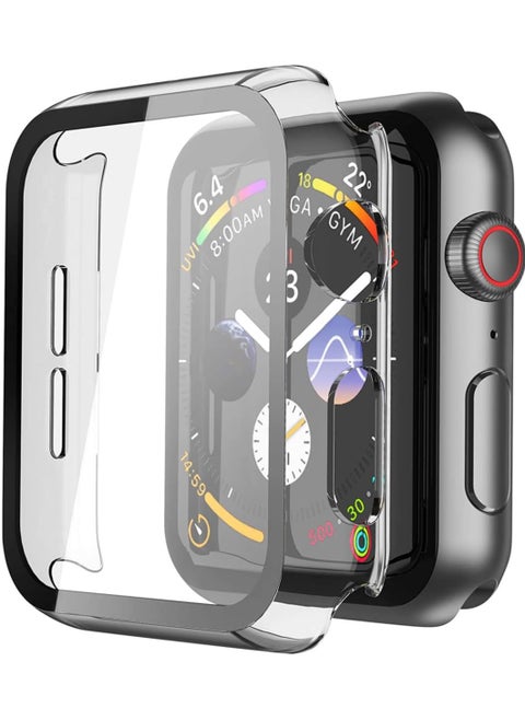 Case Compatible with Apple Watch Series 6/SE/Series 5/Series 4 with Built in Tempered Glass Screen Protector- All Around Hard PC Case Overall Protective Cover (Clear) (44mm)