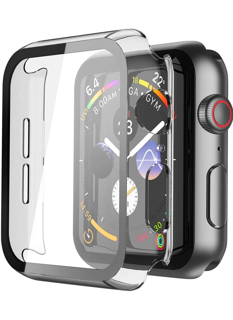 Case Compatible with Apple Watch Series 6/SE/Series 5/Series 4 with Built in Tempered Glass Screen Protector- All Around Hard PC Case Overall Protective Cover (Clear) (44mm)