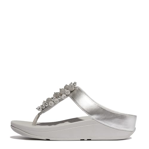 FitFlop صنادل فيت فلوب النسائية فينو بابل-بيد تو-بوست فضية 5 متوسطة - Image 4