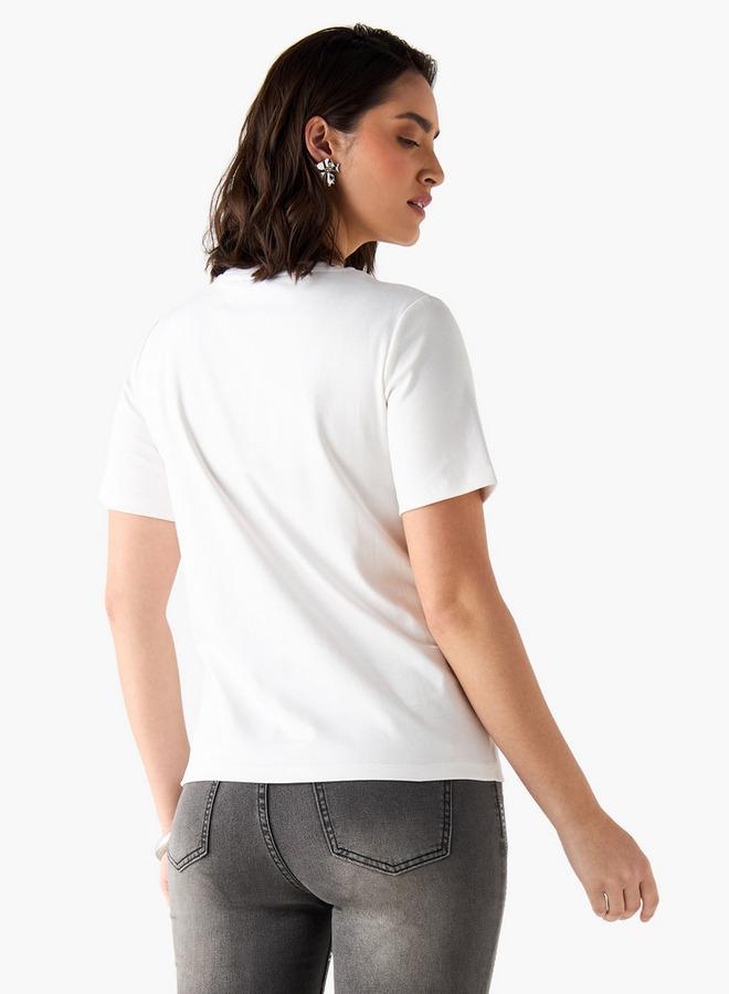 2Xtremz Embellished Crew Neck T-shirt with Short Sleeves - Image 3