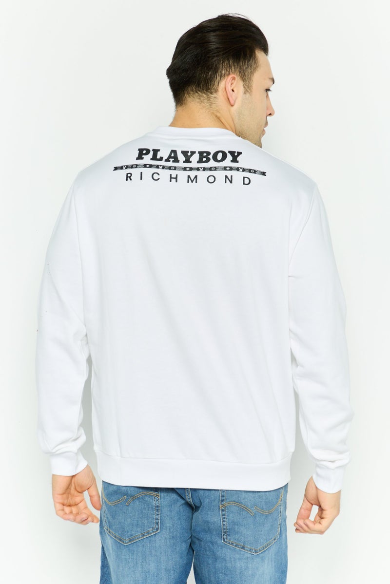 JOHN RICHMOND Men Crew Neck Long Sleeve Graphic Print Sweatshirt, White - Image 2