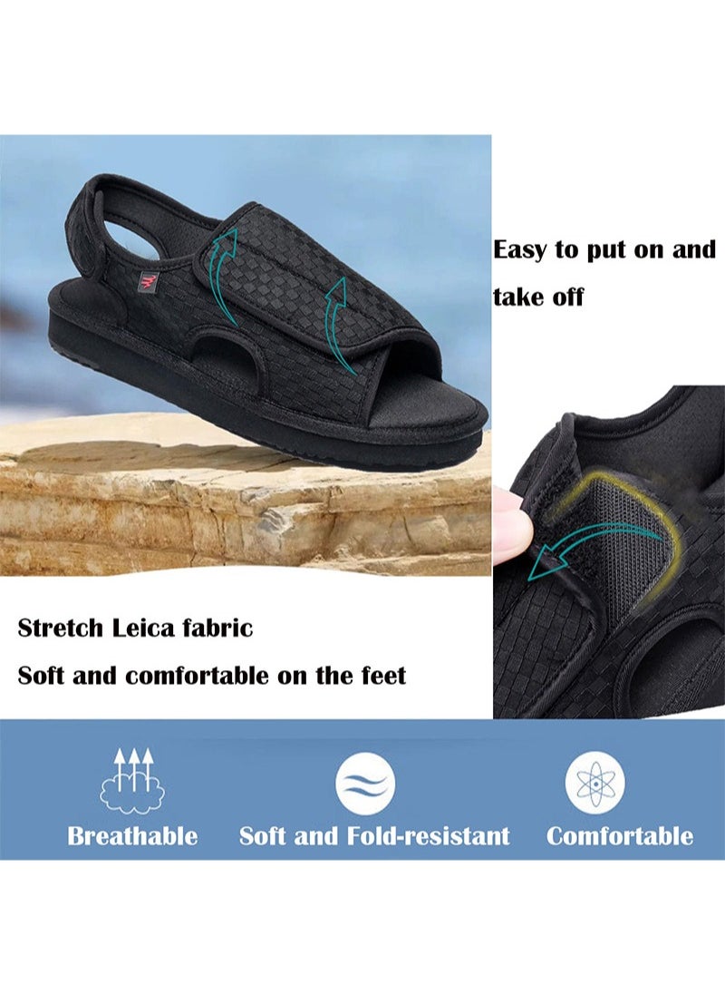 Lesvago - Diabetic Shoes Adjustable Arthritis Edema Slippers for Elderly Extra Wide Width Open Toe Sandals - Image 1