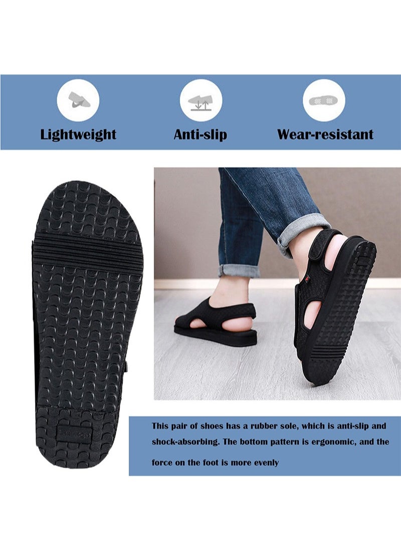 Lesvago - Diabetic Shoes Adjustable Arthritis Edema Slippers for Elderly Extra Wide Width Open Toe Sandals - Image 1