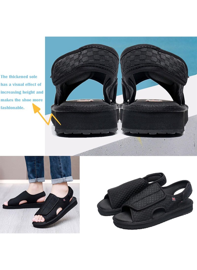 Lesvago - Diabetic Shoes Adjustable Arthritis Edema Slippers for Elderly Extra Wide Width Open Toe Sandals - Image 1
