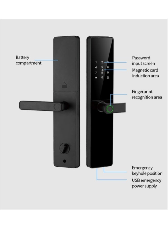 Atmtah Smart Lock, Fingerprint Smart Door Lock, (8 Batteries), Arabic Language Support,  Saudi Standard Mortise, TTLock App Control, 5 Ways to Unlock: App, Fingerprint, NFC Card, Passcode, Key (X12 Plus) - Image 3