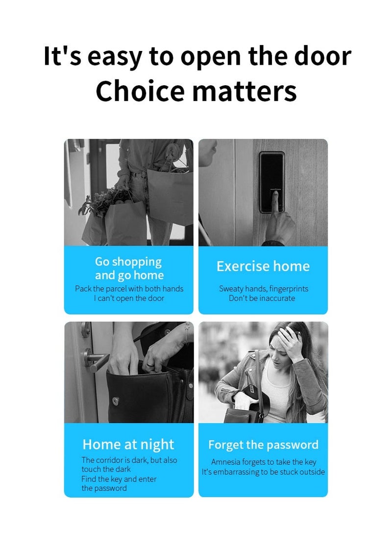 Atmtah Smart Lock, Fingerprint Smart Door Lock, (8 Batteries), Arabic Language Support,  Saudi Standard Mortise, TTLock App Control, 5 Ways to Unlock: App, Fingerprint, NFC Card, Passcode, Key (X12 Plus) - Image 4